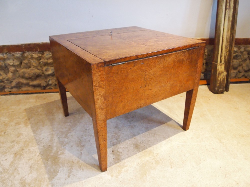 Work table sewing box rare Art Deco Burr Walnut c1920 View VIII
