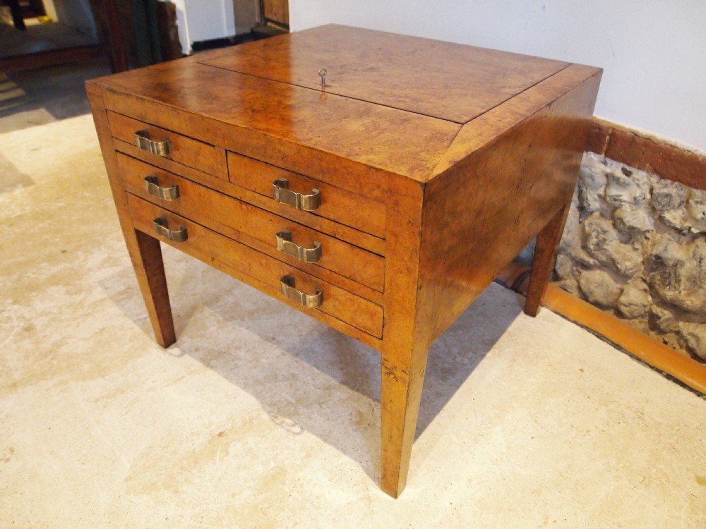 Work table sewing box rare Art Deco Burr Walnut c1920 View XII