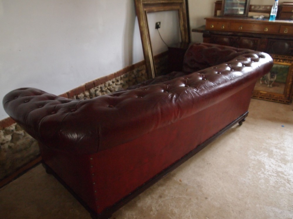 Sofa settee Chesterfield Victorian faux Leather Ox blood c1880 View VII