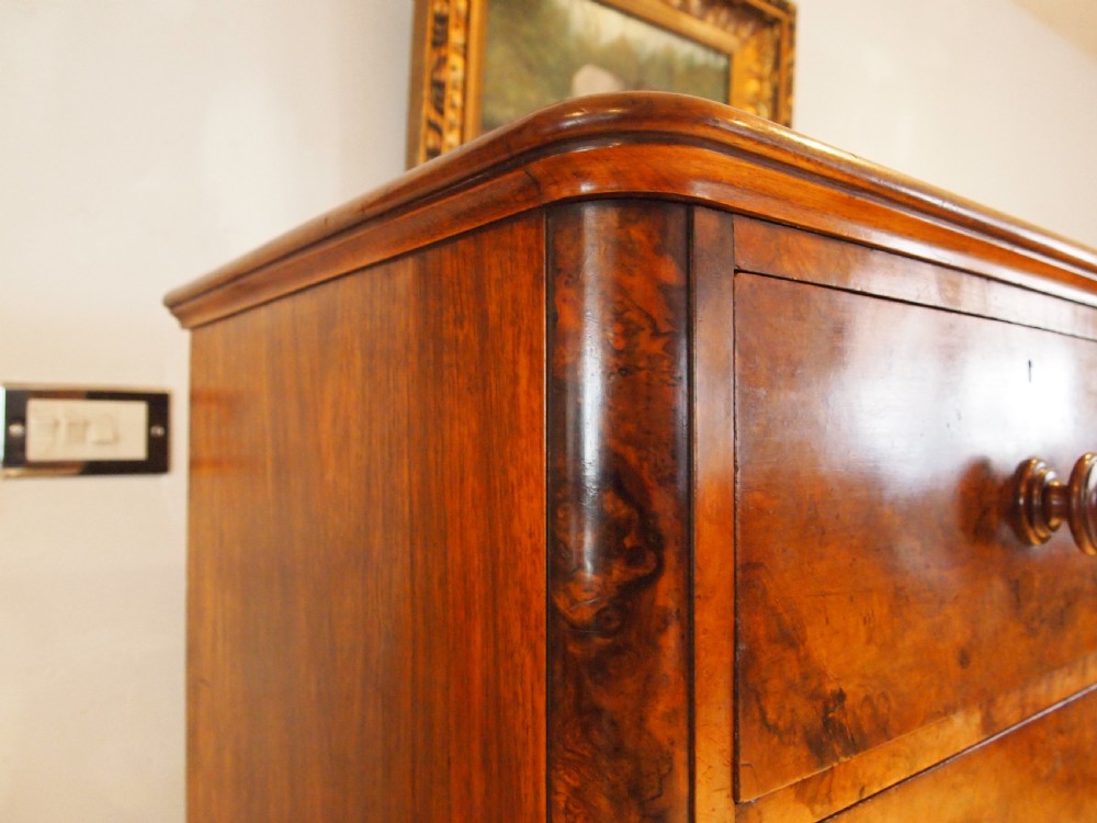 Chest of drawers finest Burr Walnut Victorian chest London c1860 View V