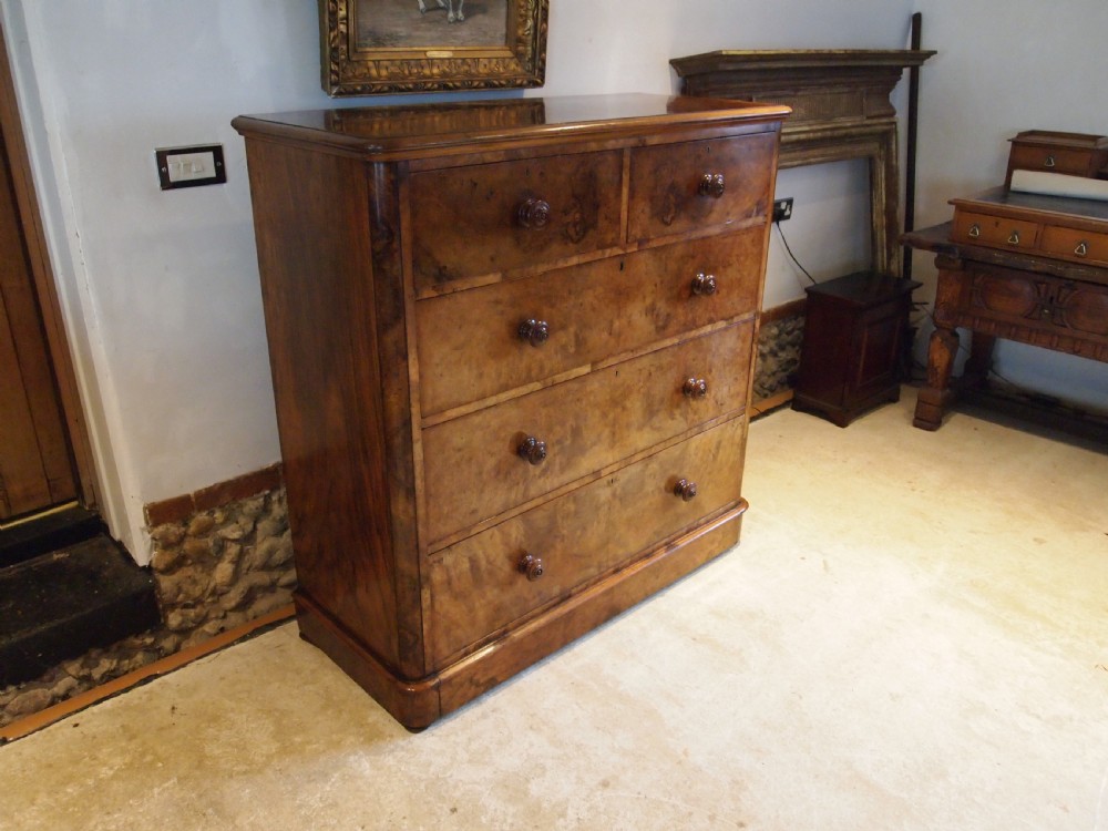 Chest of drawers finest Burr Walnut Victorian chest London c1860 View XI