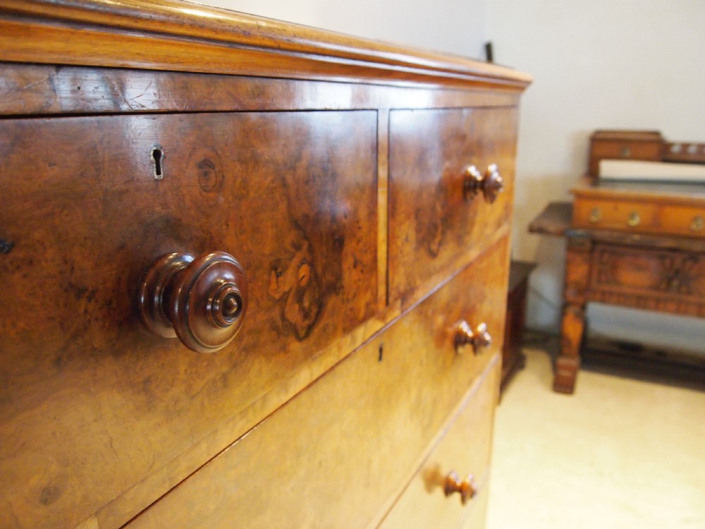 Chest of drawers finest Burr Walnut Victorian chest London c1860 View XIII