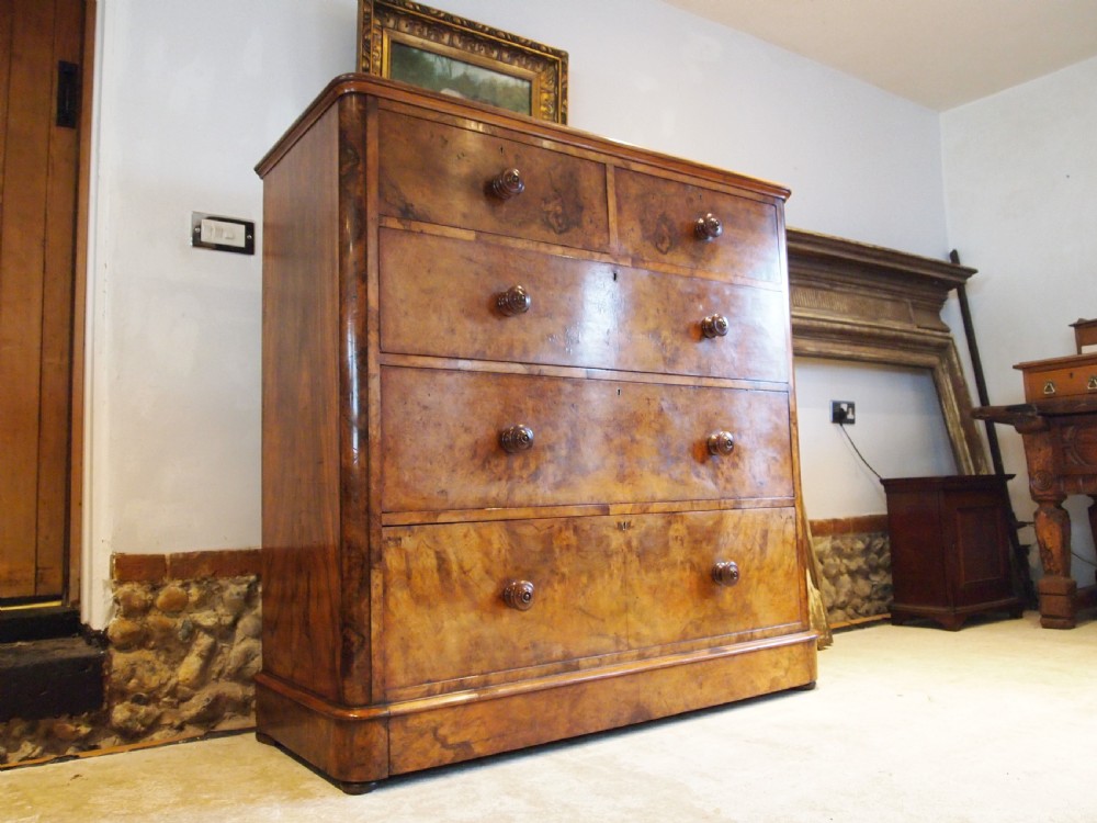 Chest of drawers finest Burr Walnut Victorian chest London c1860 View XV