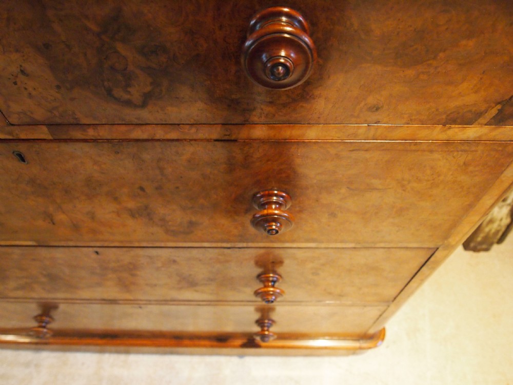 Chest of drawers finest Burr Walnut Victorian chest London c1860 View XVIII