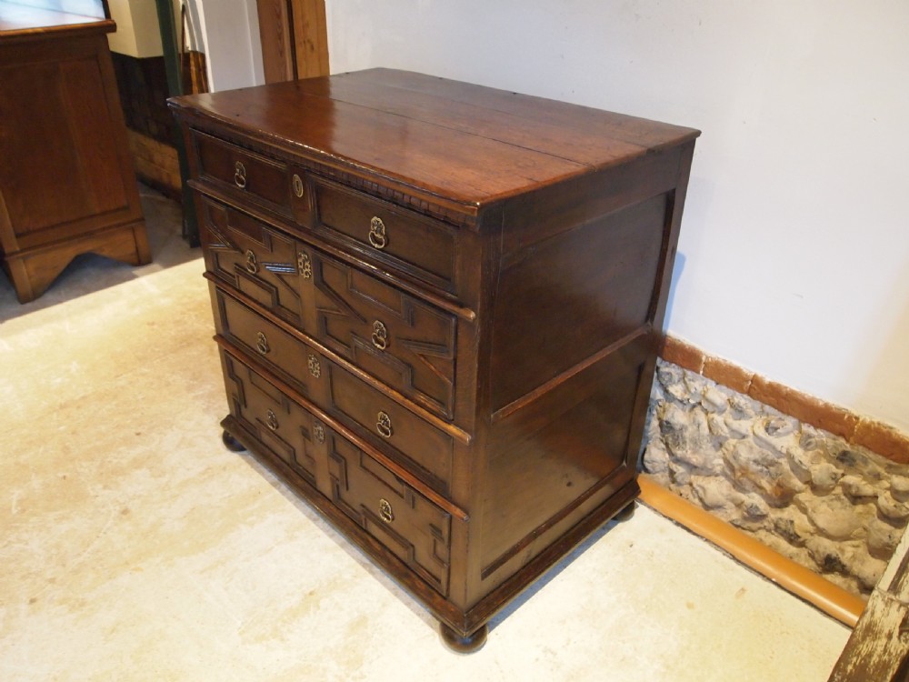 Chest of drawers rare small Charles II Oak c1680 View VII