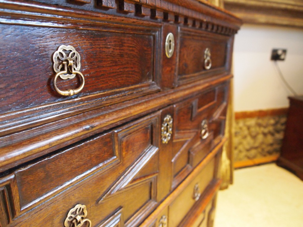 Chest of drawers rare small Charles II Oak c1680 View IX