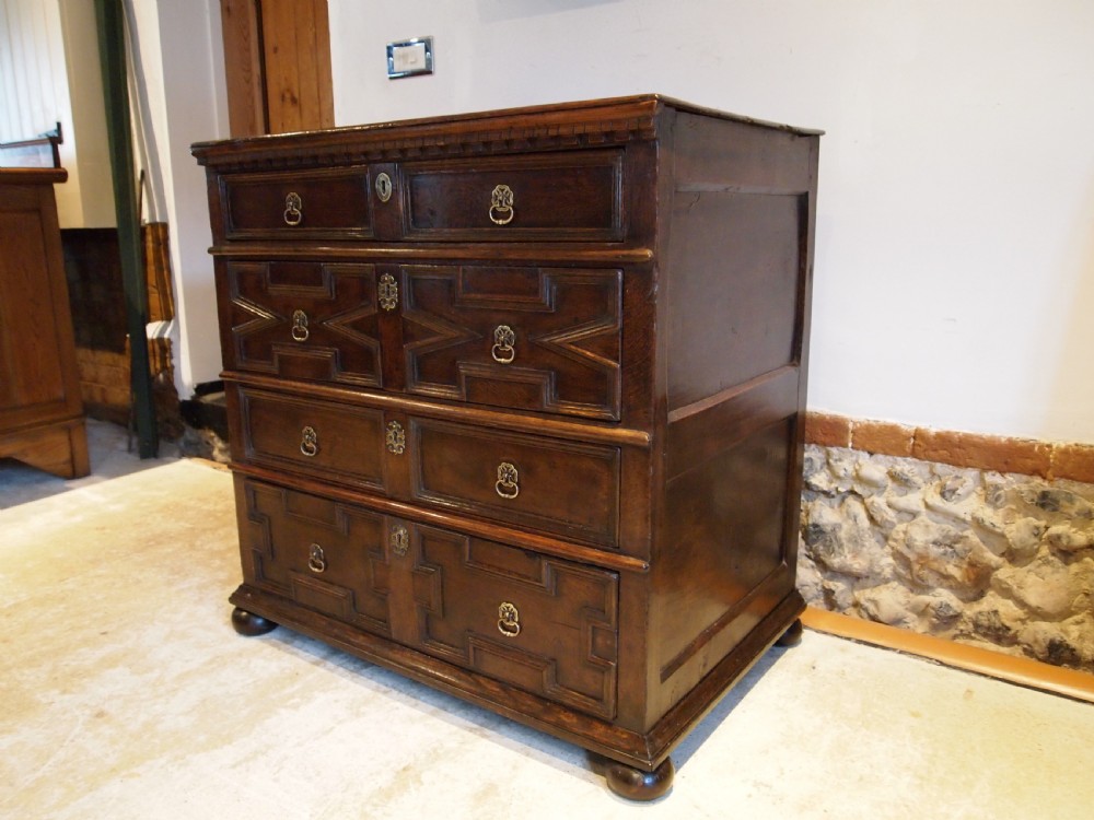 Chest of drawers rare small Charles II Oak c1680 View XIV