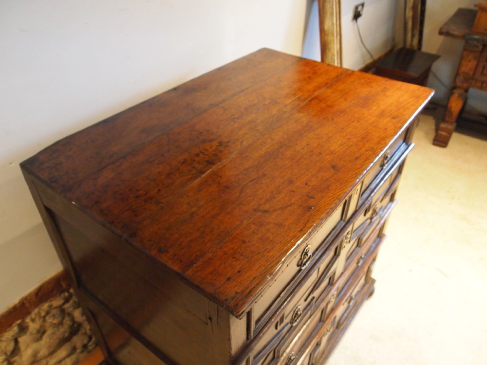 Chest of drawers rare small Charles II Oak c1680 View XV