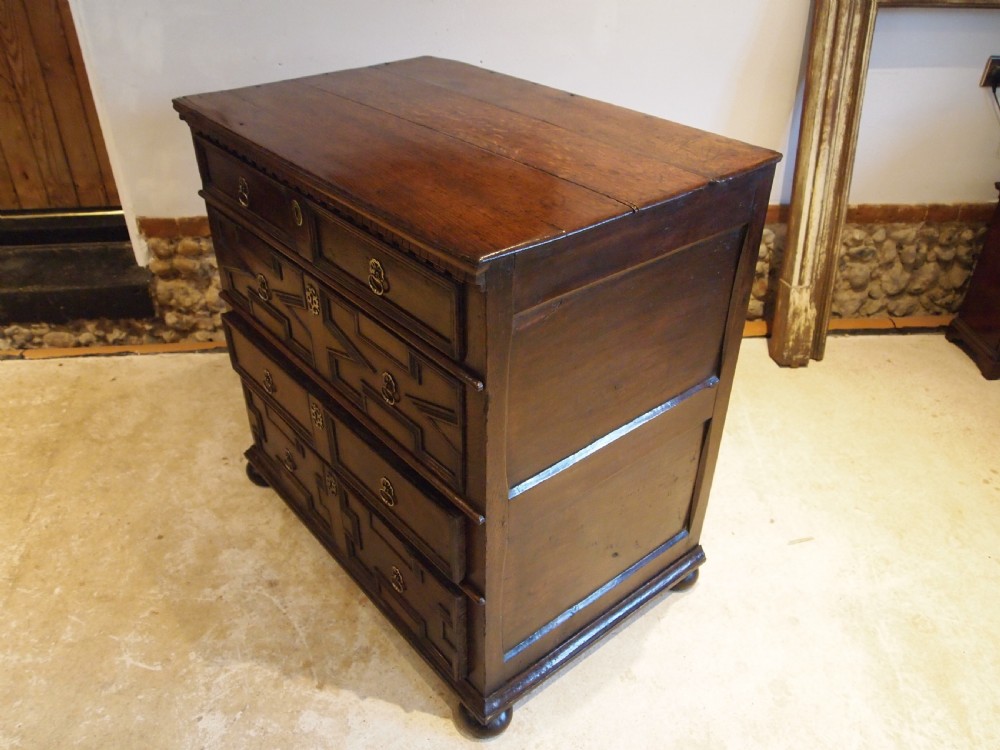 Chest of drawers rare small Charles II Oak c1680 View XVI