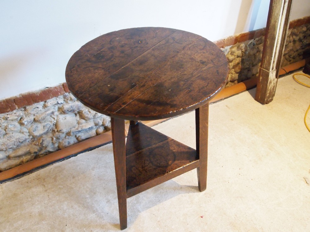 Table wonderful George III Oak cricket table hall lamp side c1770 View X
