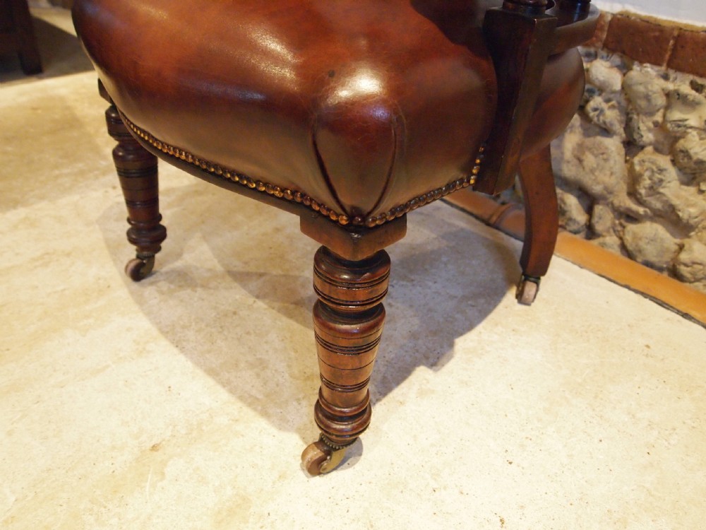 Chair fine Victorian Mahogany & Chestnut Leather desk or library c1870 View VIII