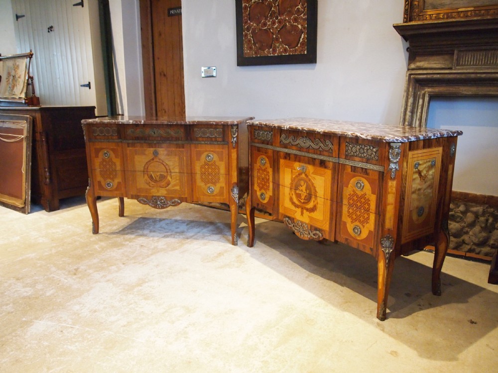 Chest of drawers rare pair of stunning Italian Commodes c1920 View VI