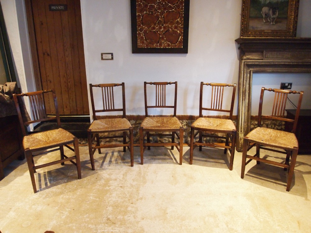 Chairs 5 rare regency Fruitwood and Elm kitchen dining chairs c1820 View II