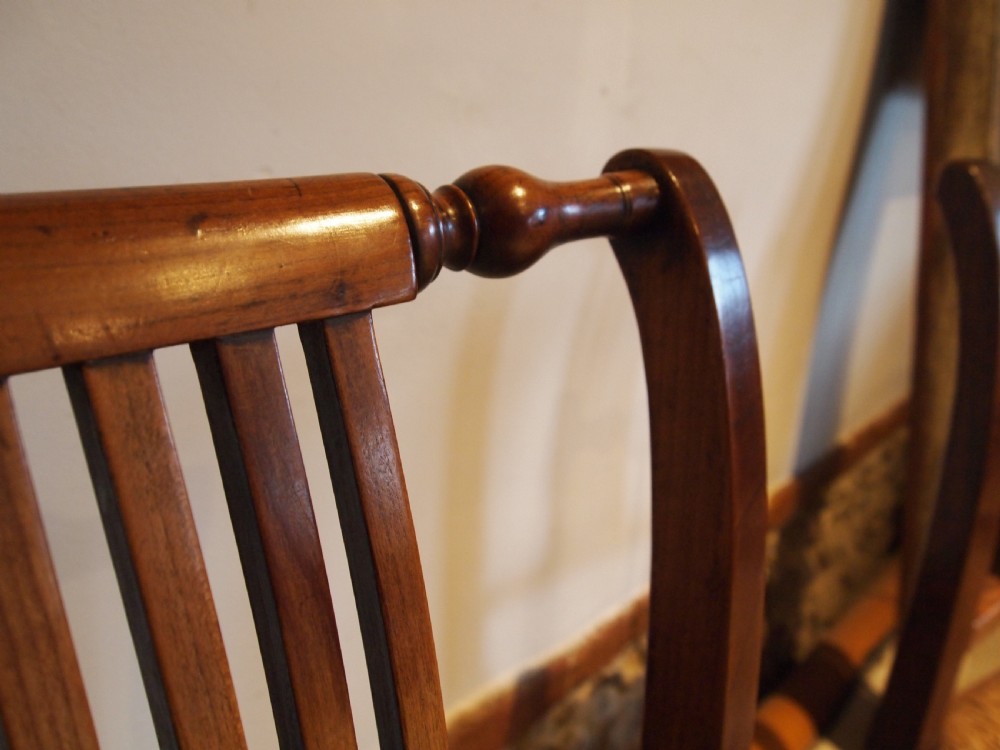 Chairs 5 rare regency Fruitwood and Elm kitchen dining chairs c1820 View V