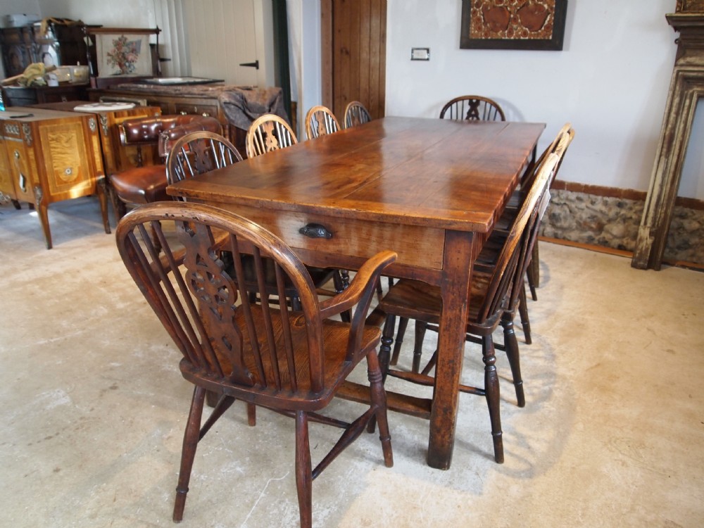 Table V Rare Outstanding French refectory Plum wood dining farmhouse c1800 View III