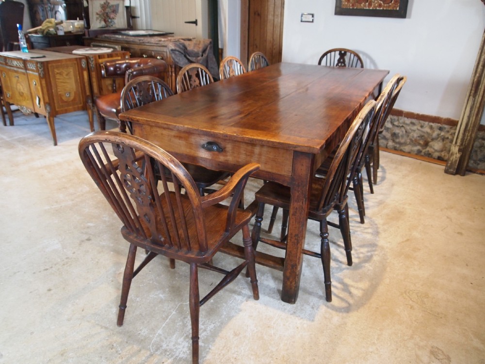 Table V Rare Outstanding French refectory Plum wood dining farmhouse c1800 View XIX