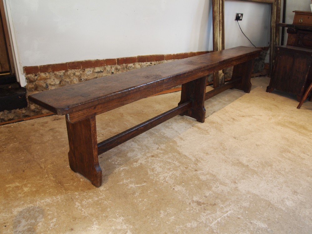 Bench settle pew Victorian Oak refectory c1880