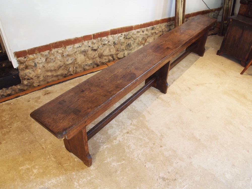Bench settle pew Victorian Oak refectory c1880 View IV