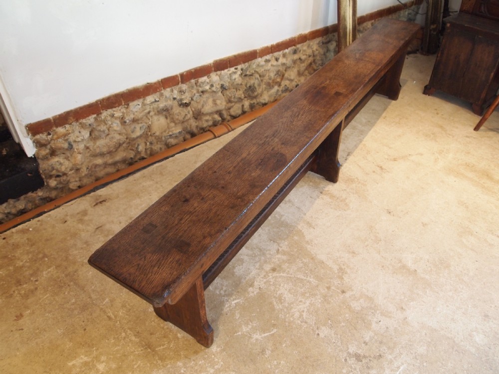Bench settle pew Victorian Oak refectory c1880 View VI