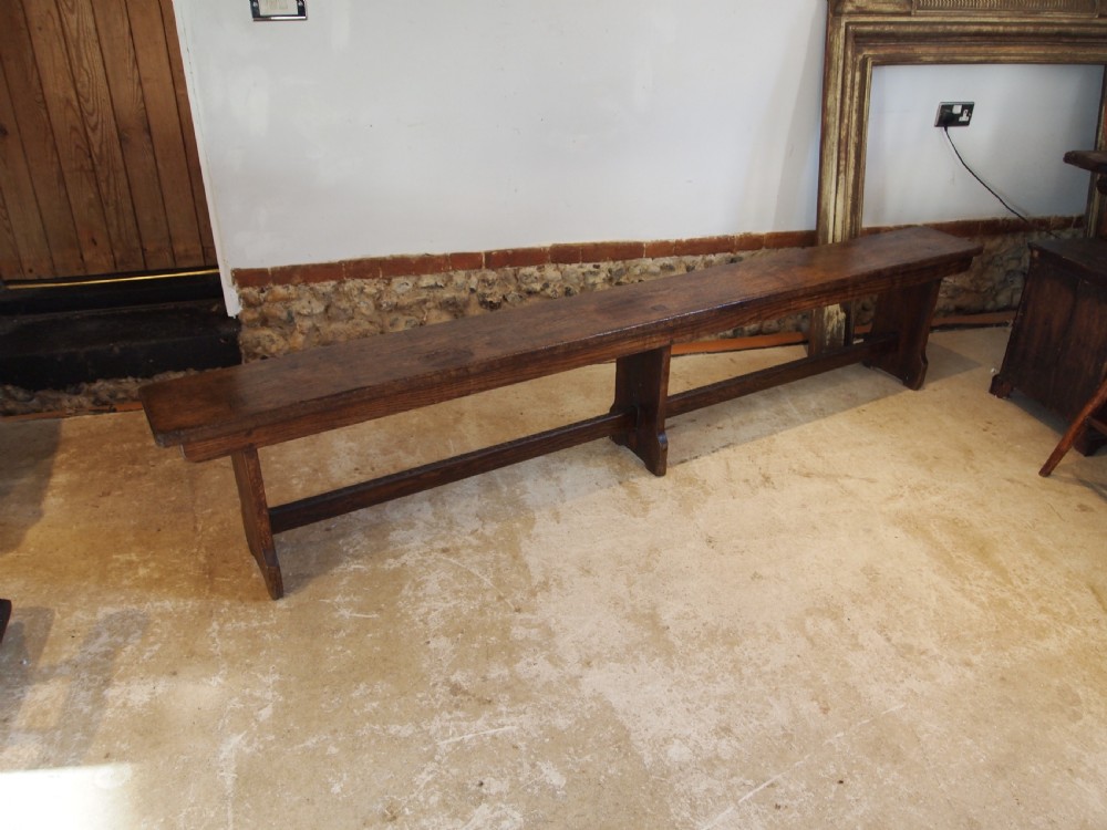 Bench settle pew Victorian Oak refectory c1880 View VII