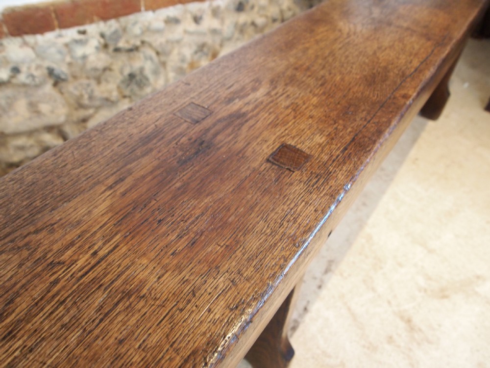Bench settle pew Victorian Oak refectory c1880 View VIII