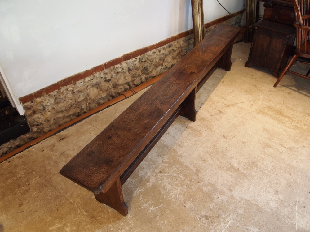 Bench settle pew Victorian Oak refectory c1880 View IX