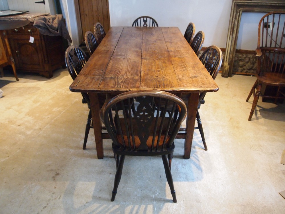 Table refectory dining rare English George III Pine farmhouse c1780 View IV