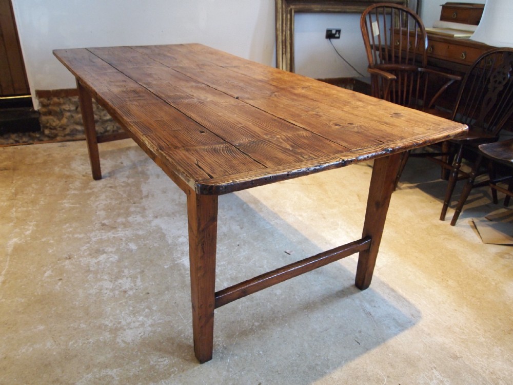 Table refectory dining rare English George III Pine farmhouse c1780 View VI