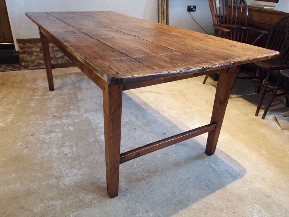 Table refectory dining rare English George III Pine farmhouse c1780 View VIII