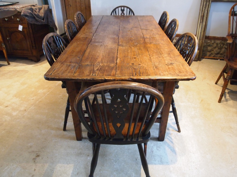 Table refectory dining rare English George III Pine farmhouse c1780 View XIV