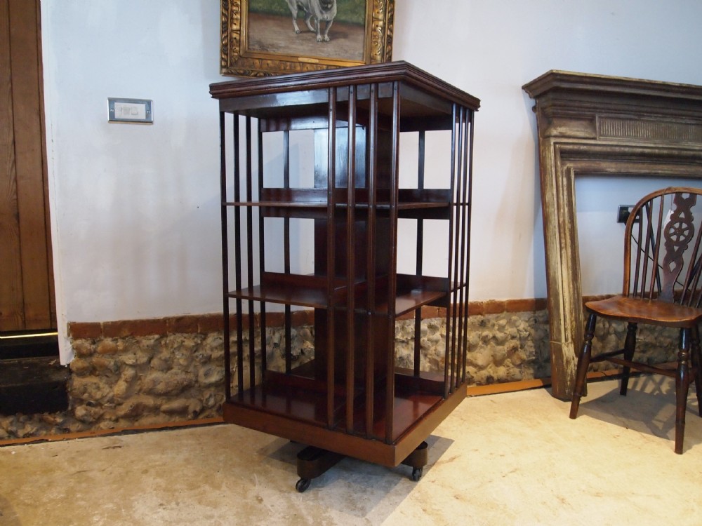 Bookcase revolving Fine quality James Shoolbred Victorian c1880 View V