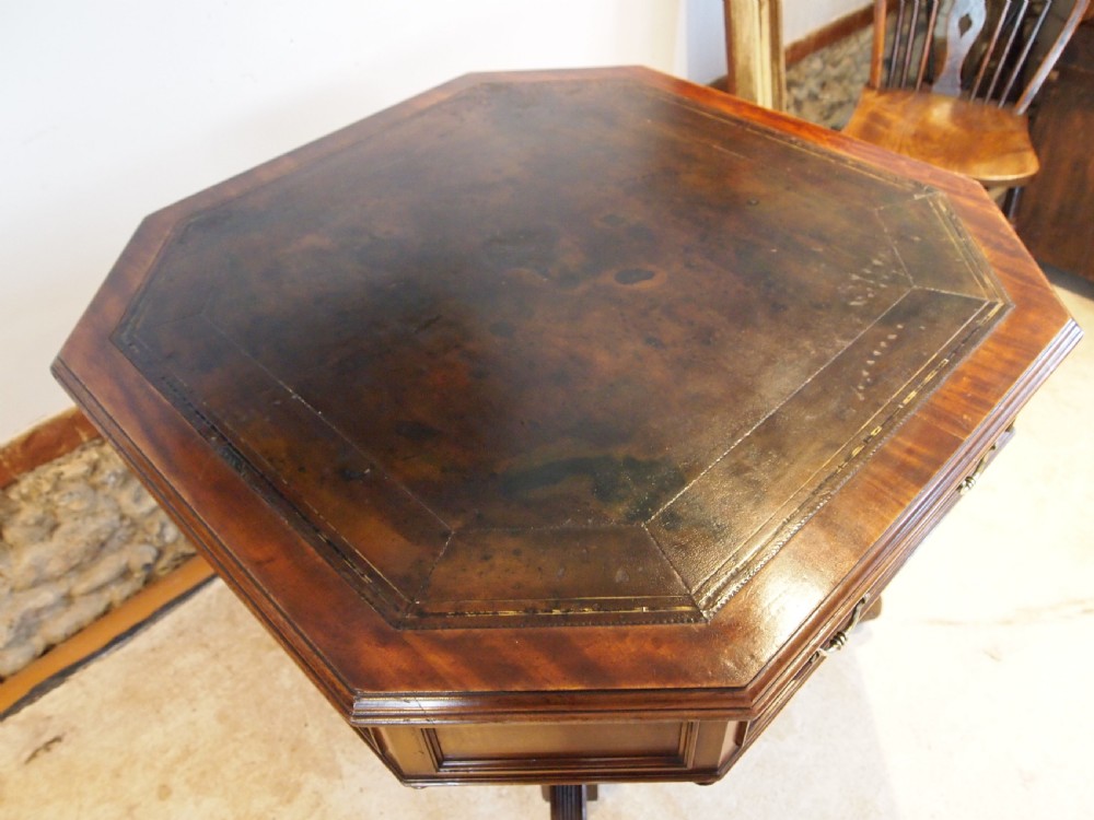 Table V Rare Victorian Walnut Drum or Library Maple and Co c1880 View VI
