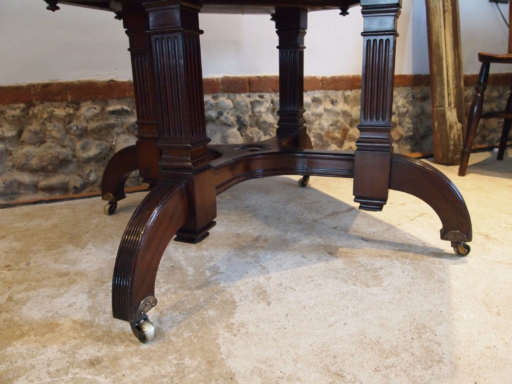 Table V Rare Victorian Walnut Drum or Library Maple and Co c1880 View XI