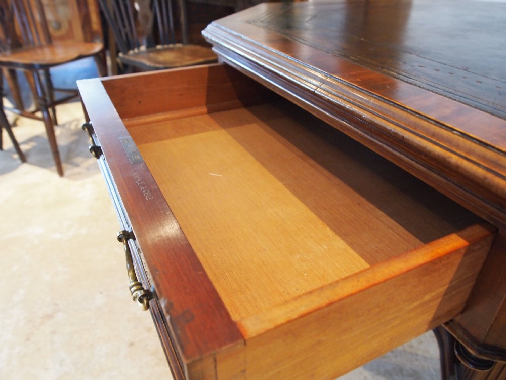 Table V Rare Victorian Walnut Drum or Library Maple and Co c1880 View XIV
