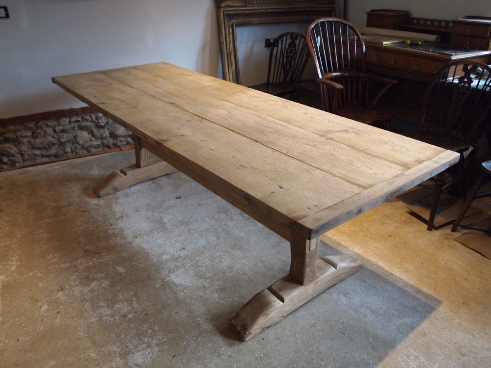 Table French Oak Monastic scrub top refectory farmhouse dining c1900