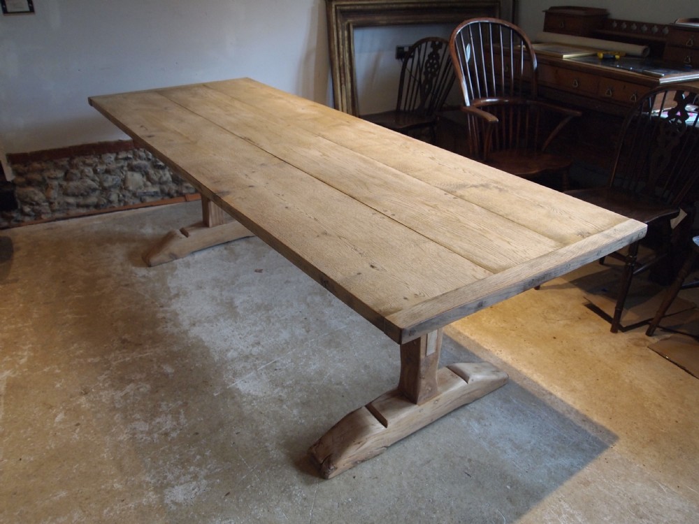 Table French Oak Monastic scrub top refectory farmhouse dining c1900 View X