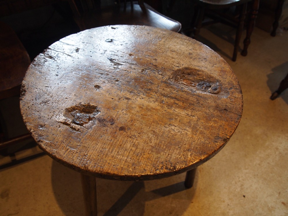 Table rare primitive Cricket table Cheese top Sycamore Ash c1780 View V