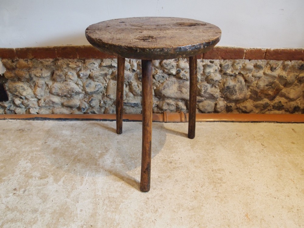 Table rare primitive Cricket table Cheese top Sycamore Ash c1780 View XII