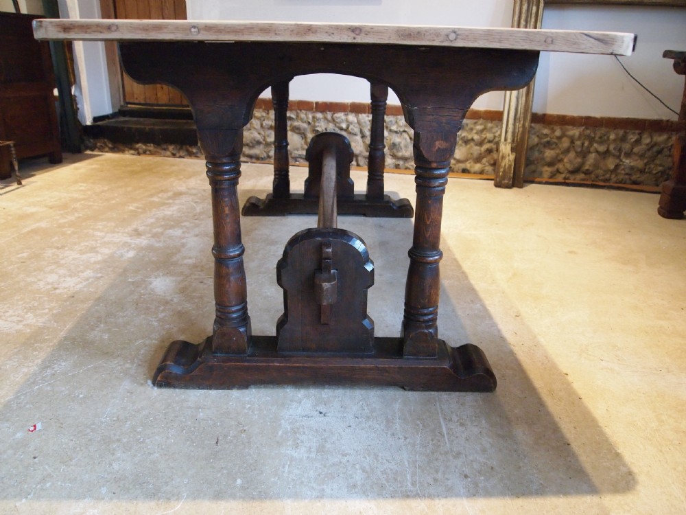 Table wonderful scrub top refectory dining French Oak Monastic c1880 View V