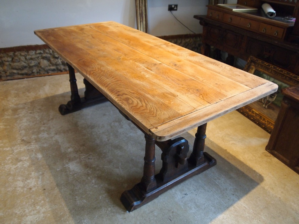 Table wonderful scrub top refectory dining French Oak Monastic c1880 View VIII