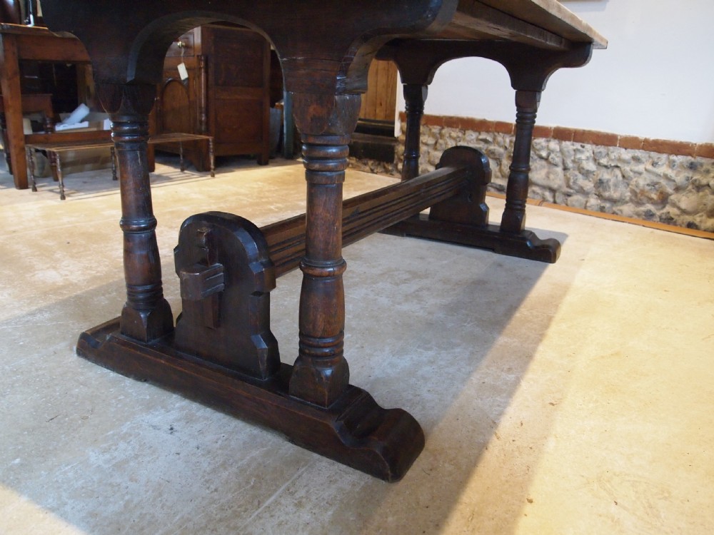 Table wonderful scrub top refectory dining French Oak Monastic c1880 View IX