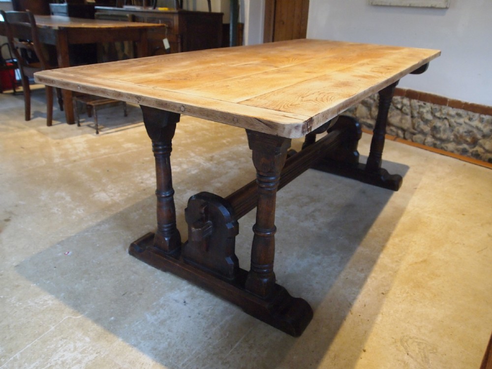Table wonderful scrub top refectory dining French Oak Monastic c1880 View XI