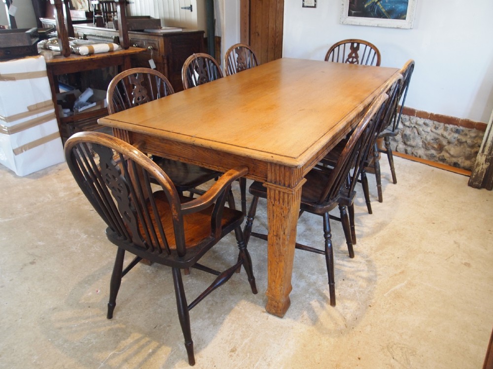 Table Oak refectory dining Edwardian farmhouse c1900 View IV