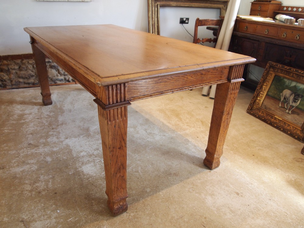 Table Oak refectory dining Edwardian farmhouse c1900 View VI