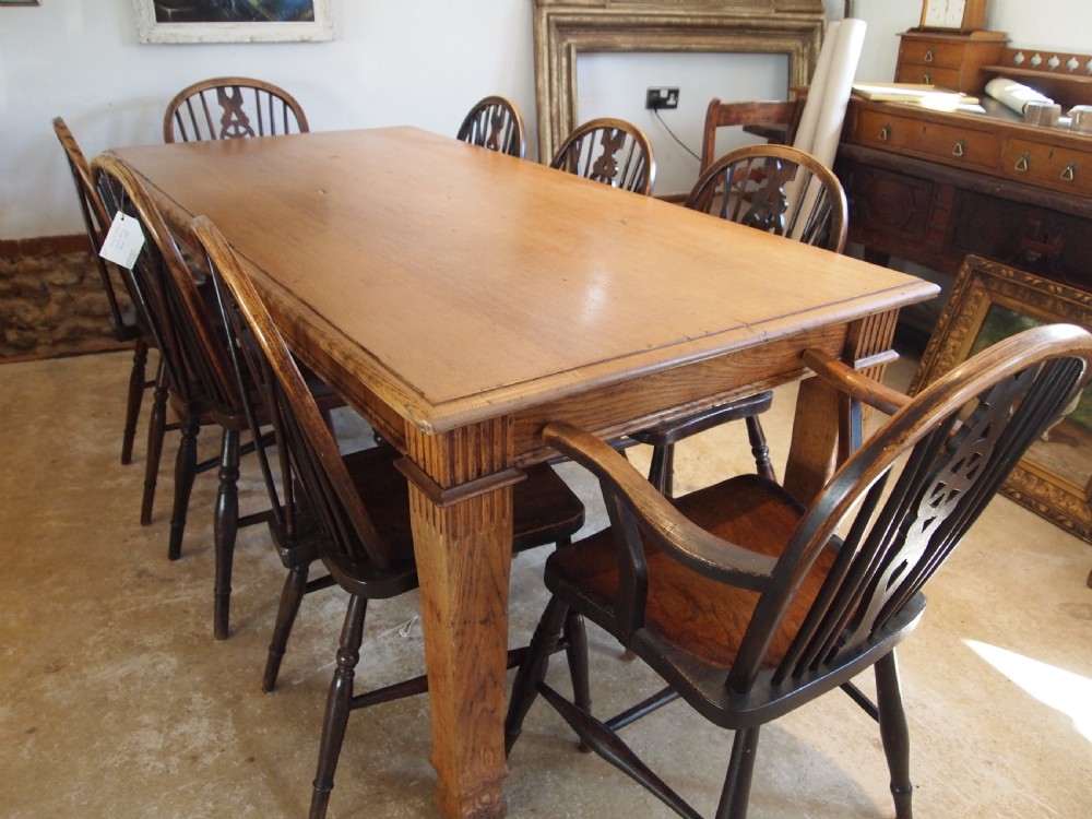 Table Oak refectory dining Edwardian farmhouse c1900 View IX