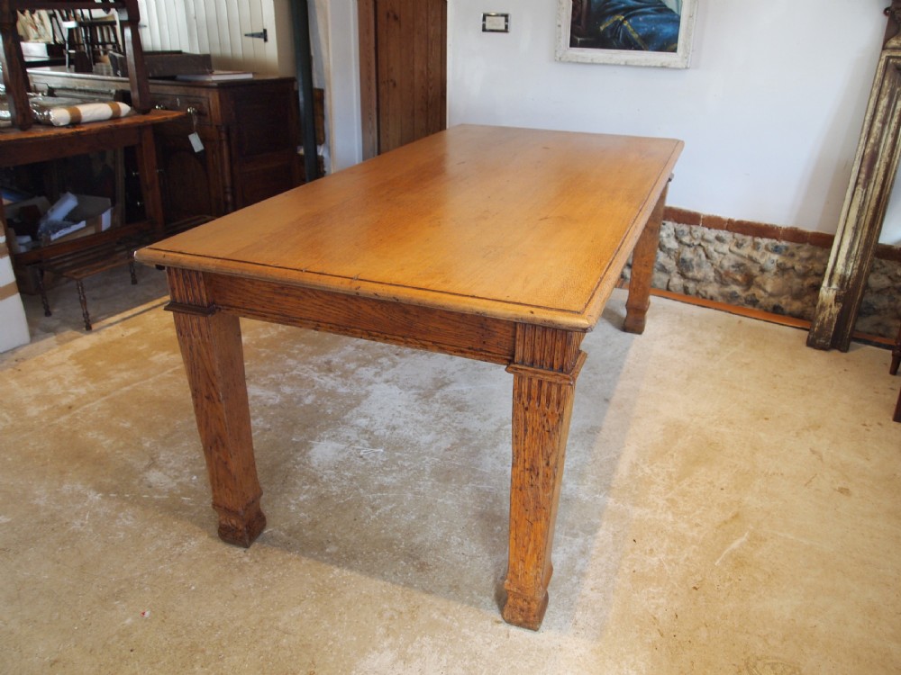 Table Oak refectory dining Edwardian farmhouse c1900 View X