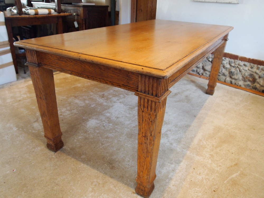 Table Oak refectory dining Edwardian farmhouse c1900 View XI