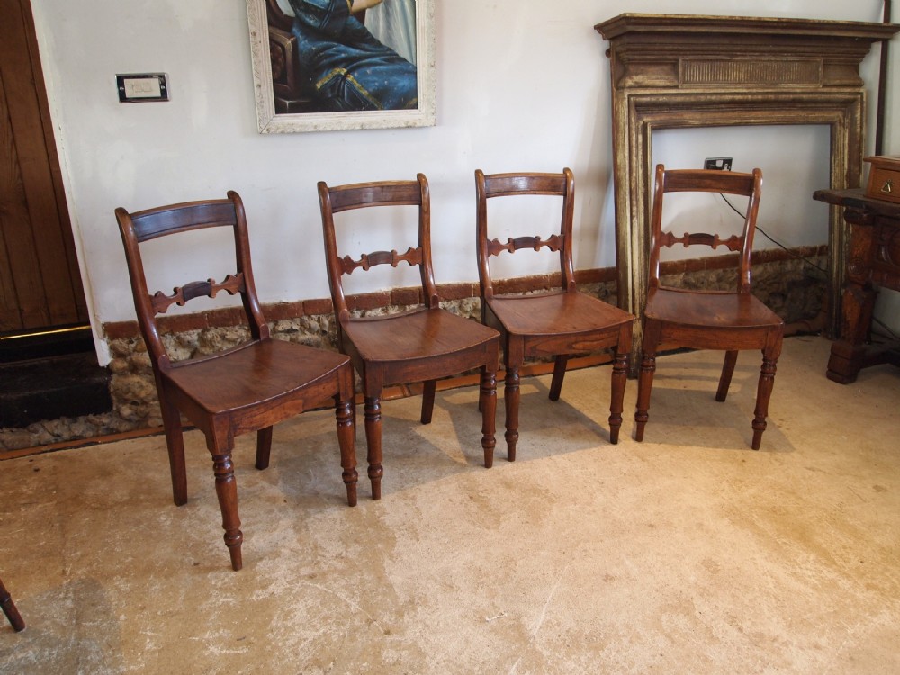 Chairs set of four Essex bar back Elm kitchen dining c1820