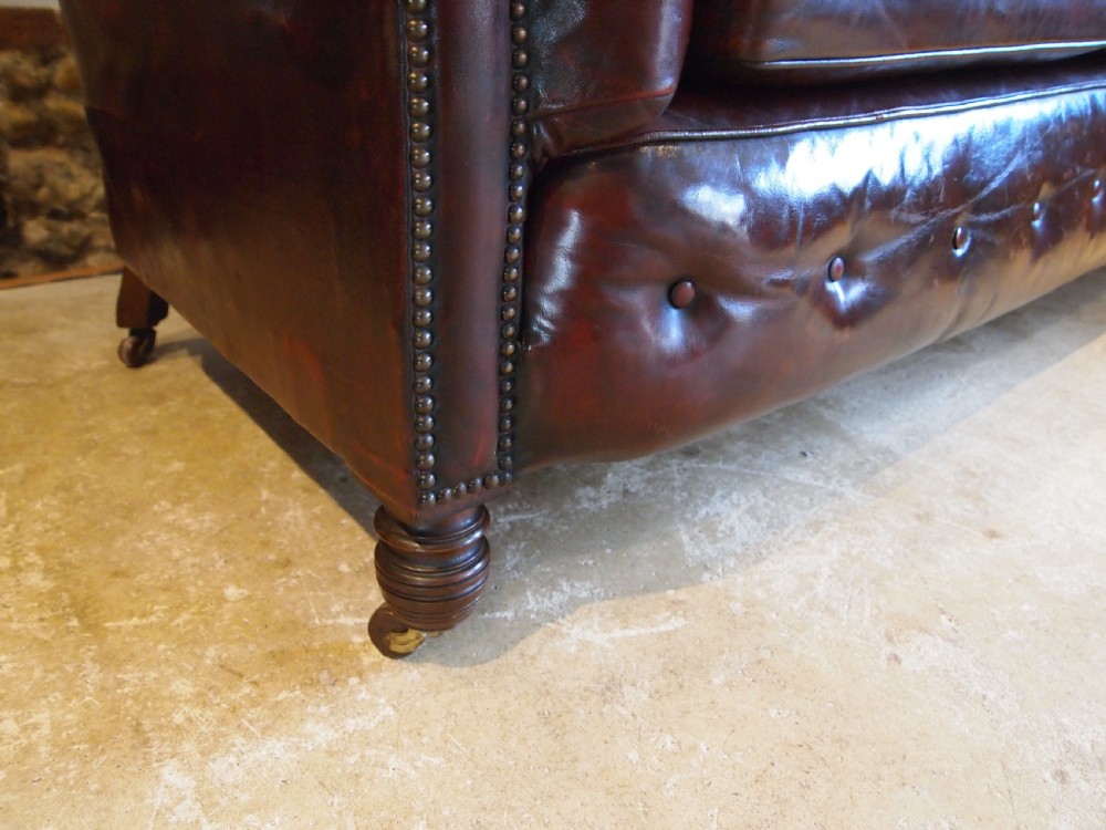 Sofa Settee Chesterfield stunning Chestnut Leather Victorian c1880 View II