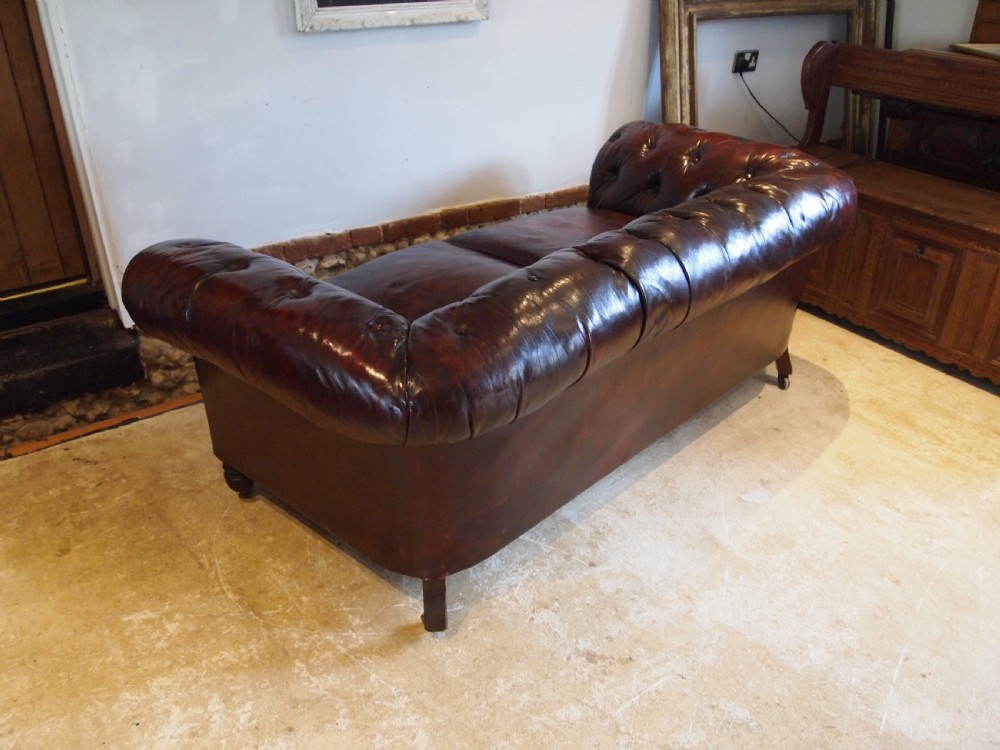 Sofa Settee Chesterfield stunning Chestnut Leather Victorian c1880 View VII
